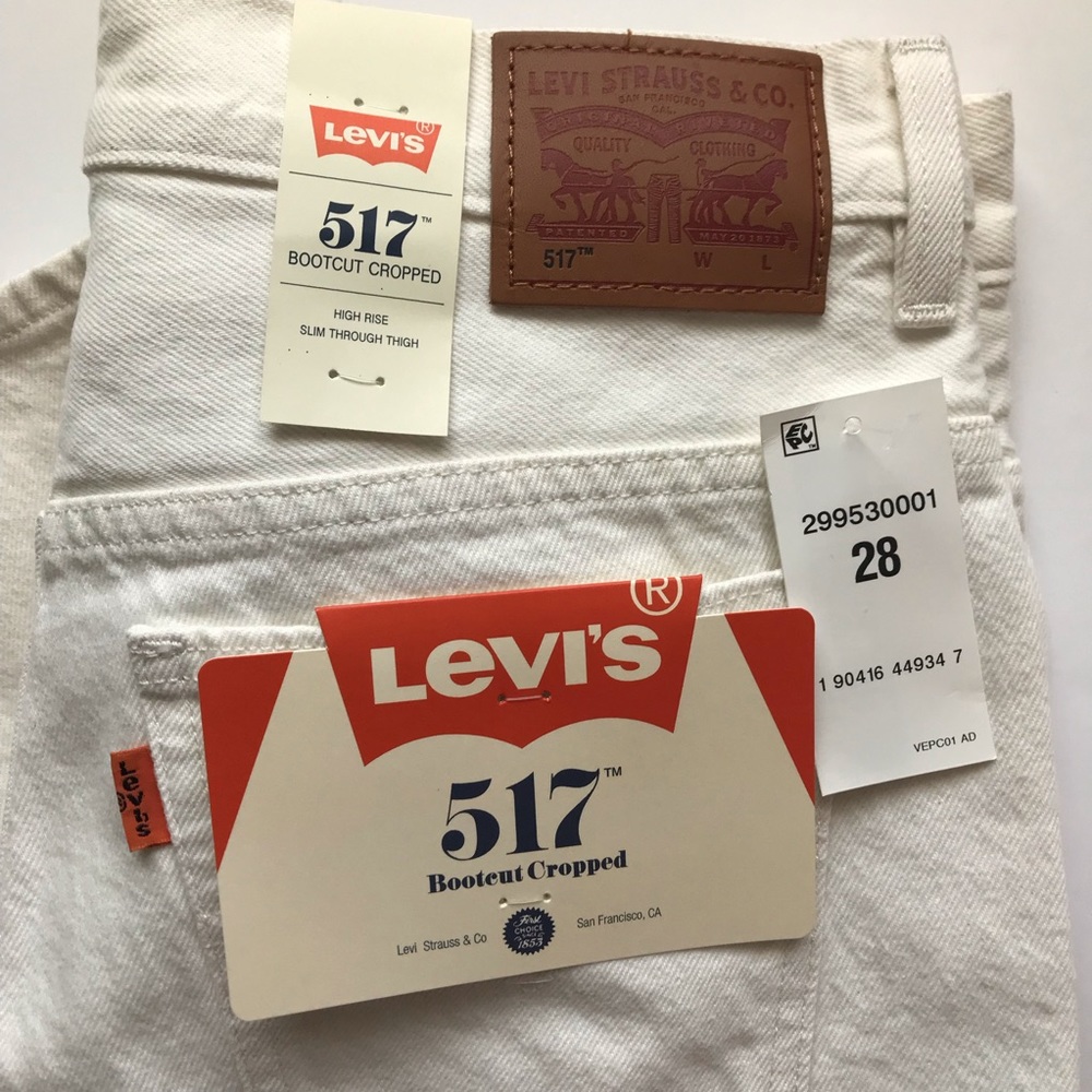 Levi’s Orange Tab 517 Cropped Bootcut White Denim - Picture 5 of 6